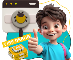 Тестирование & Vibe Debug. Охотники за багами - КИБЕРшкола программирования для детей, компьютерные курсы для школьников, начинающих и подростков - KIBERone г. Ишим