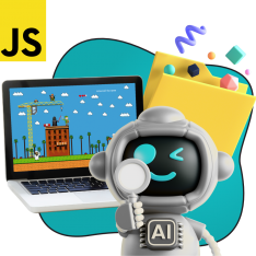Язык программирования JavaScript + AI. Проектное обучение + геймификация + AI-помощники - КИБЕРшкола программирования для детей, компьютерные курсы для школьников, начинающих и подростков - KIBERone г. Ишим